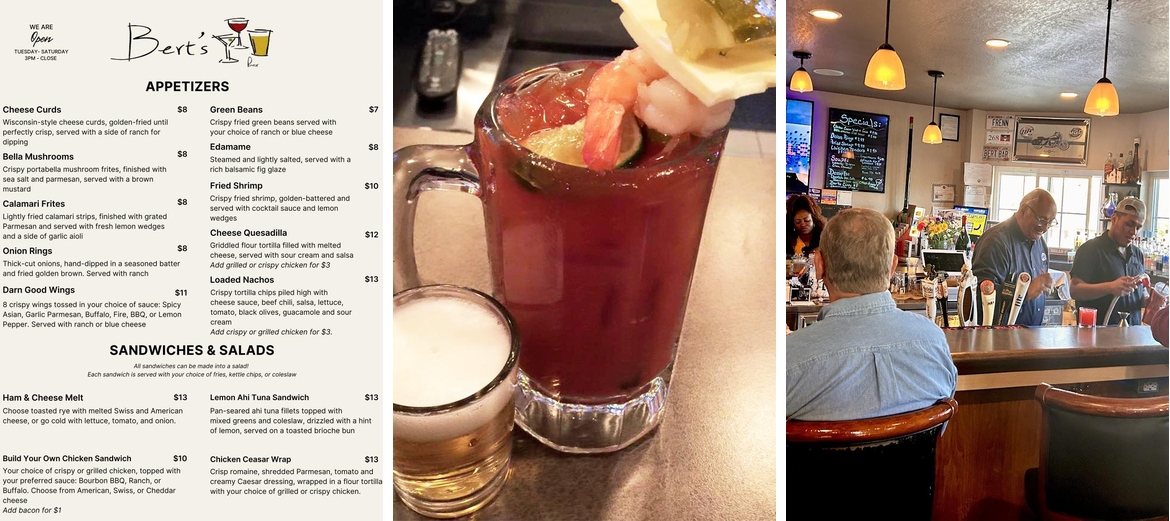 Bert's Bar & Grill Menu