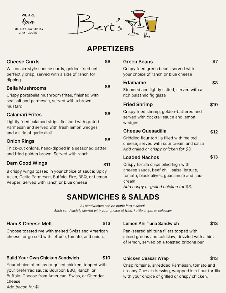 Bert's Bar & Grill Menu image 1